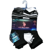 Wholesale - 20pk MEN BLK NC QTR SOCKS U.S. POLO ASSN. ASST COLORS SIZE 6-12 C/P 48, UPC: 662239099127